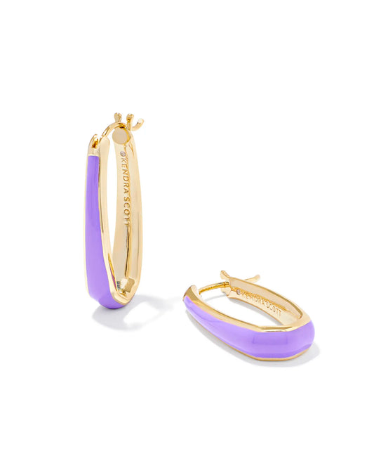 Kelsey Hoop Earrings Gold Purple Enamel