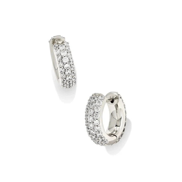 Mikki Pave Huggie Earrings in Silver