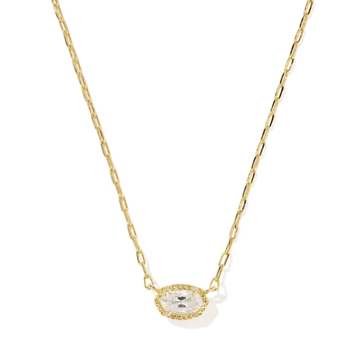Mini Elisa Luxe Short Pendant Necklace Gold White CZ
