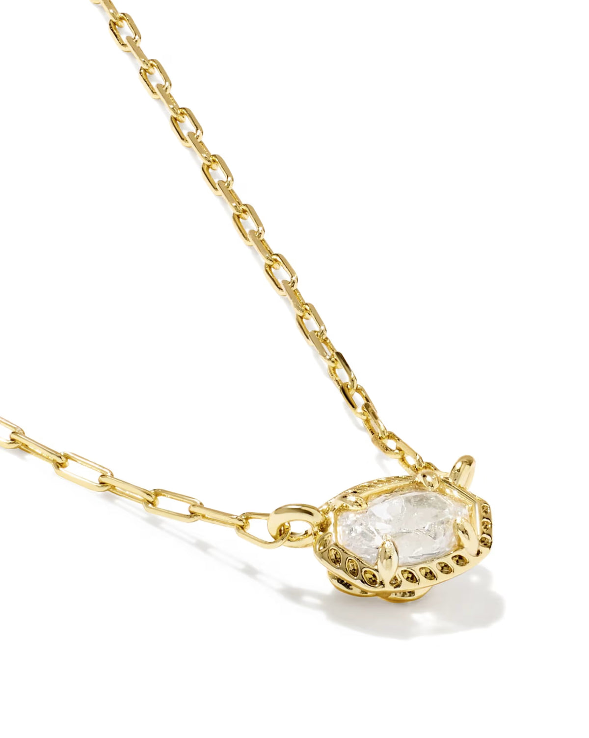 Mini Elisa Luxe Short Pendant Necklace Gold White CZ
