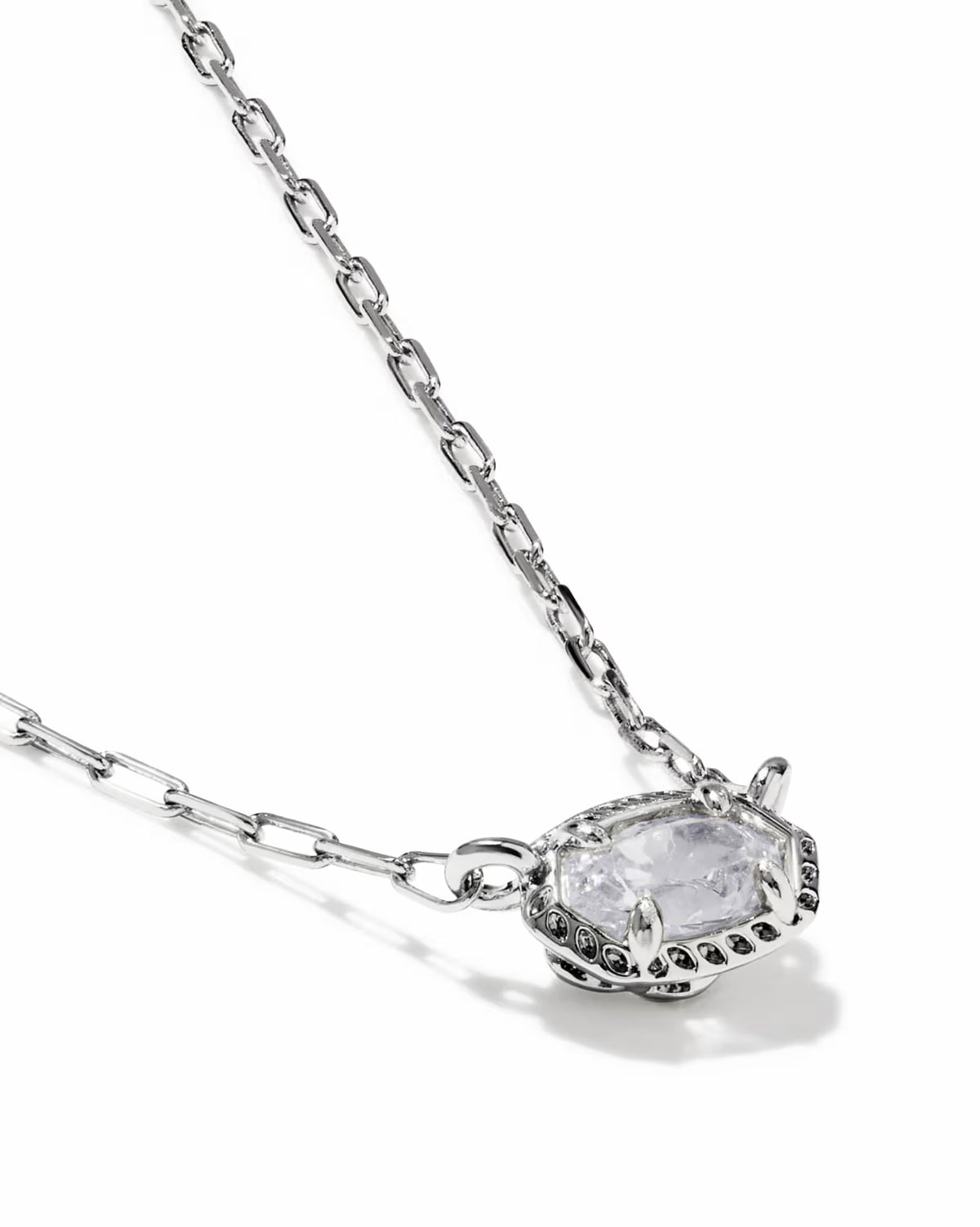 Mini Elisa Luxe Short Pendant Necklace Silver White CZ