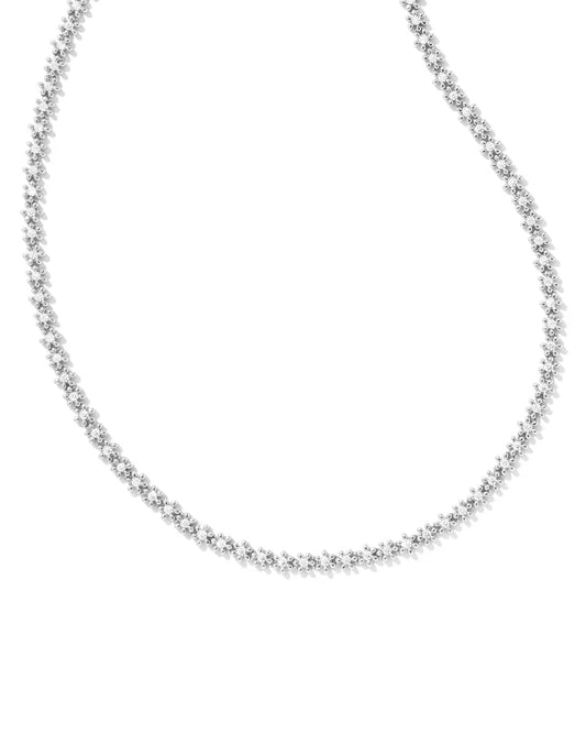 Nydia Strand Necklace Silver White Crystal