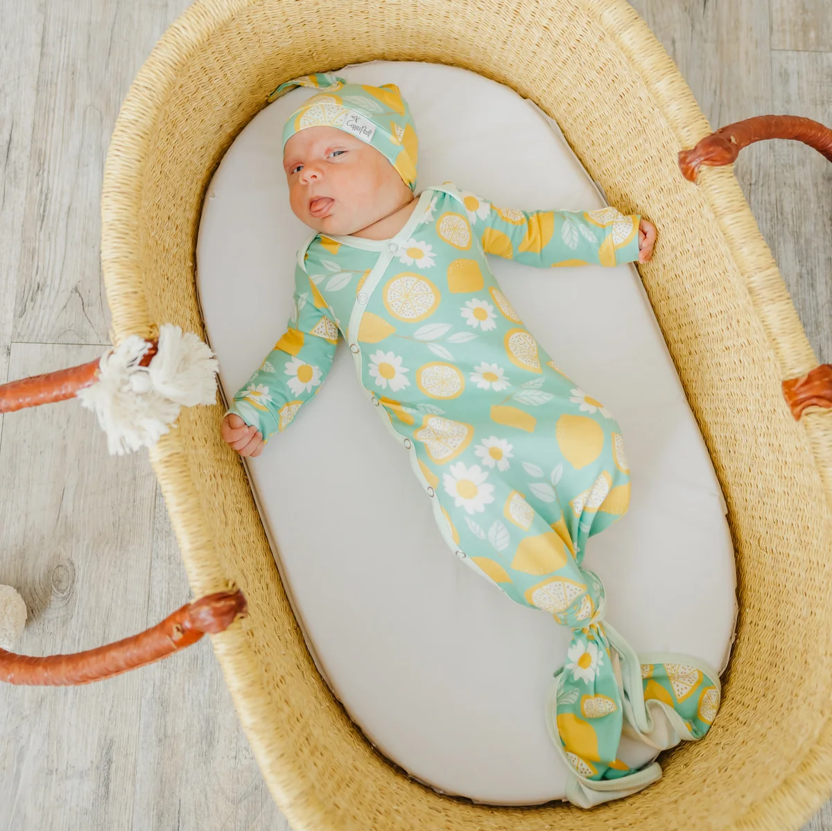 Newborn Knotted Gown Lemon