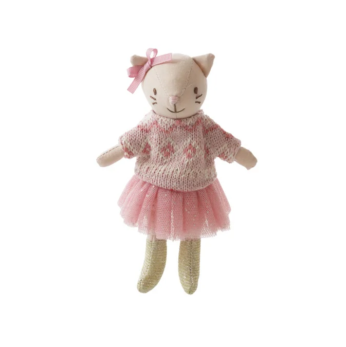 Kitten Cotton Animal in Skirt and Sweater