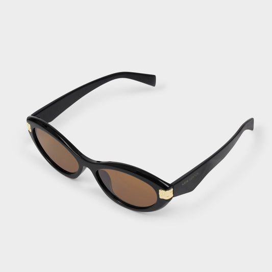 Bordeaux Slim Oval Sunglasses in Black