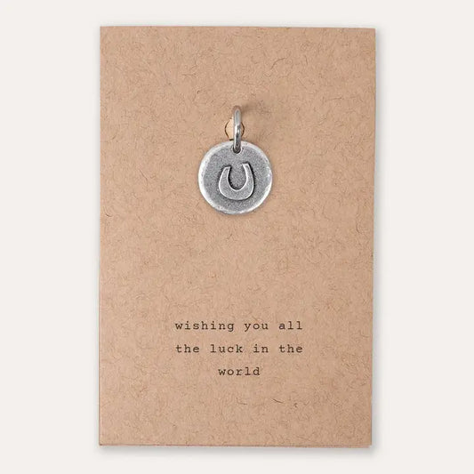 Pewter Stainless Steel Charm  Wishing You all the Luck in the World