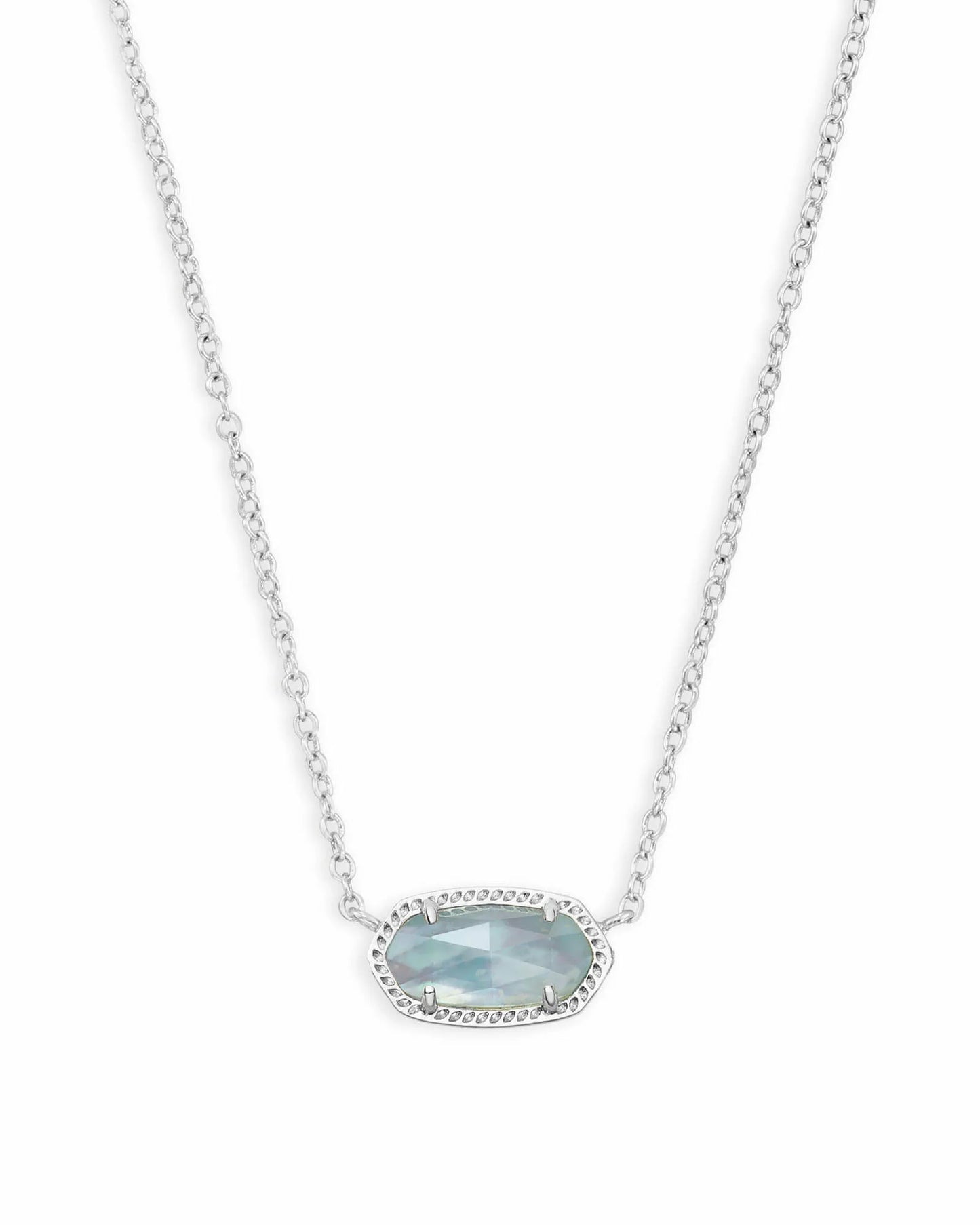 Elisa March Birthday Silver Necklace Light Blue Illusion