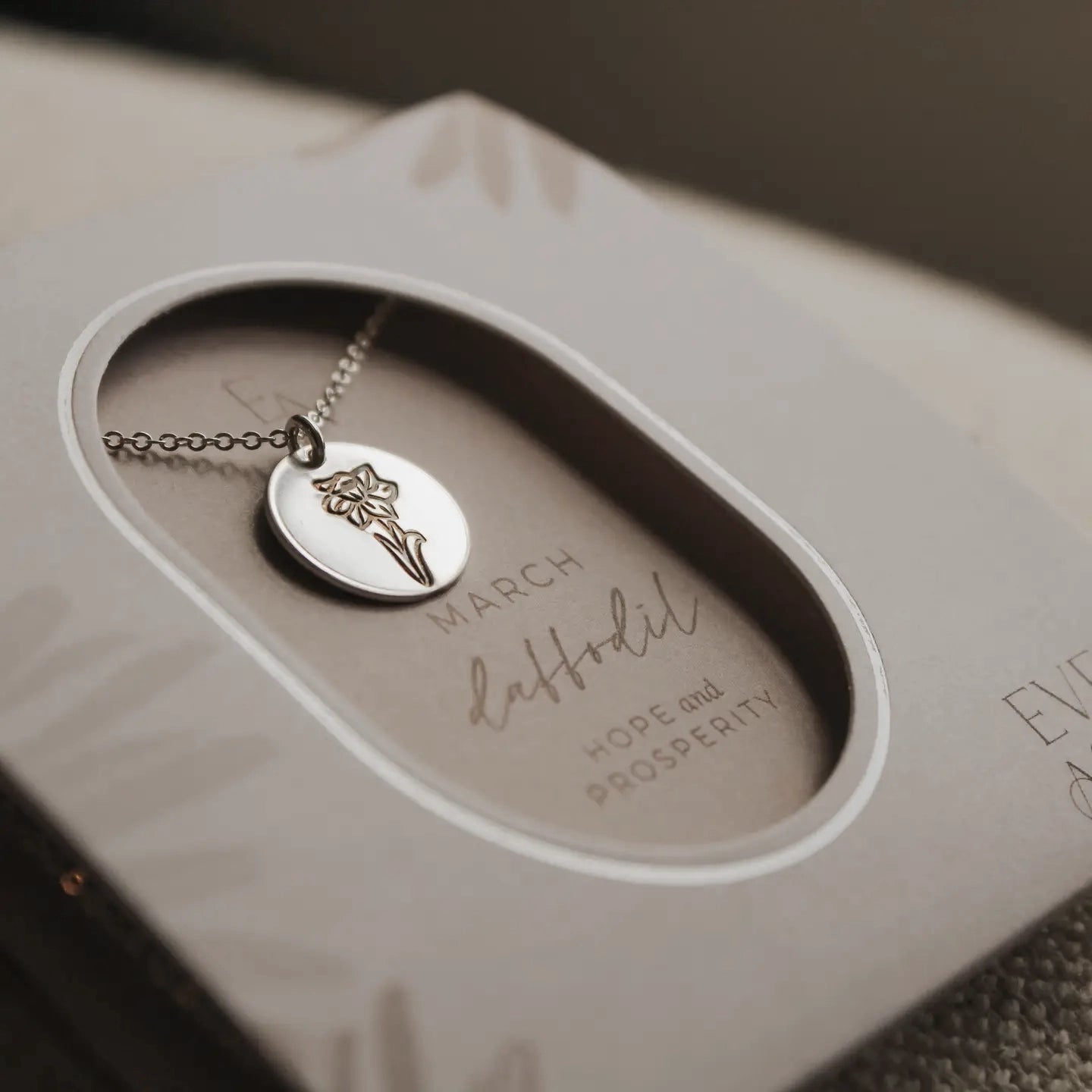 Birth Month Flower Silver Necklace with Charm