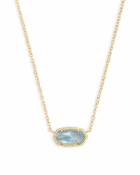 Elisa March Birthday Gold Necklace Light Blue Illusion