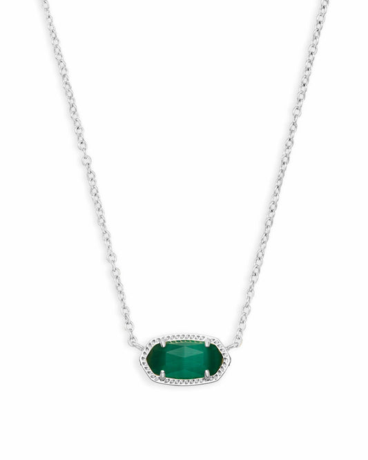 Elisa May Birthday Silver Necklace Emerald Cat's Eye