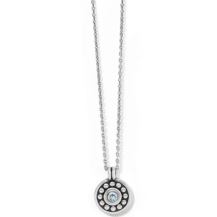 Pebble Dot Medali Petite Reversible Necklace March-Aqua