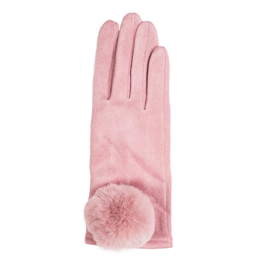 Mariah Glove Light Pink With Large Faux Fur Pom