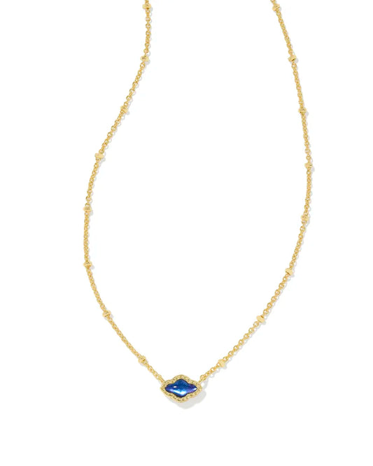Mini Abbie Gold Satellite Short Necklace in Navy Abalone