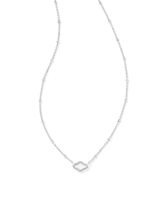 Mini Abbie Silver Satellite Short Necklace in Ivory Mother of Pearl