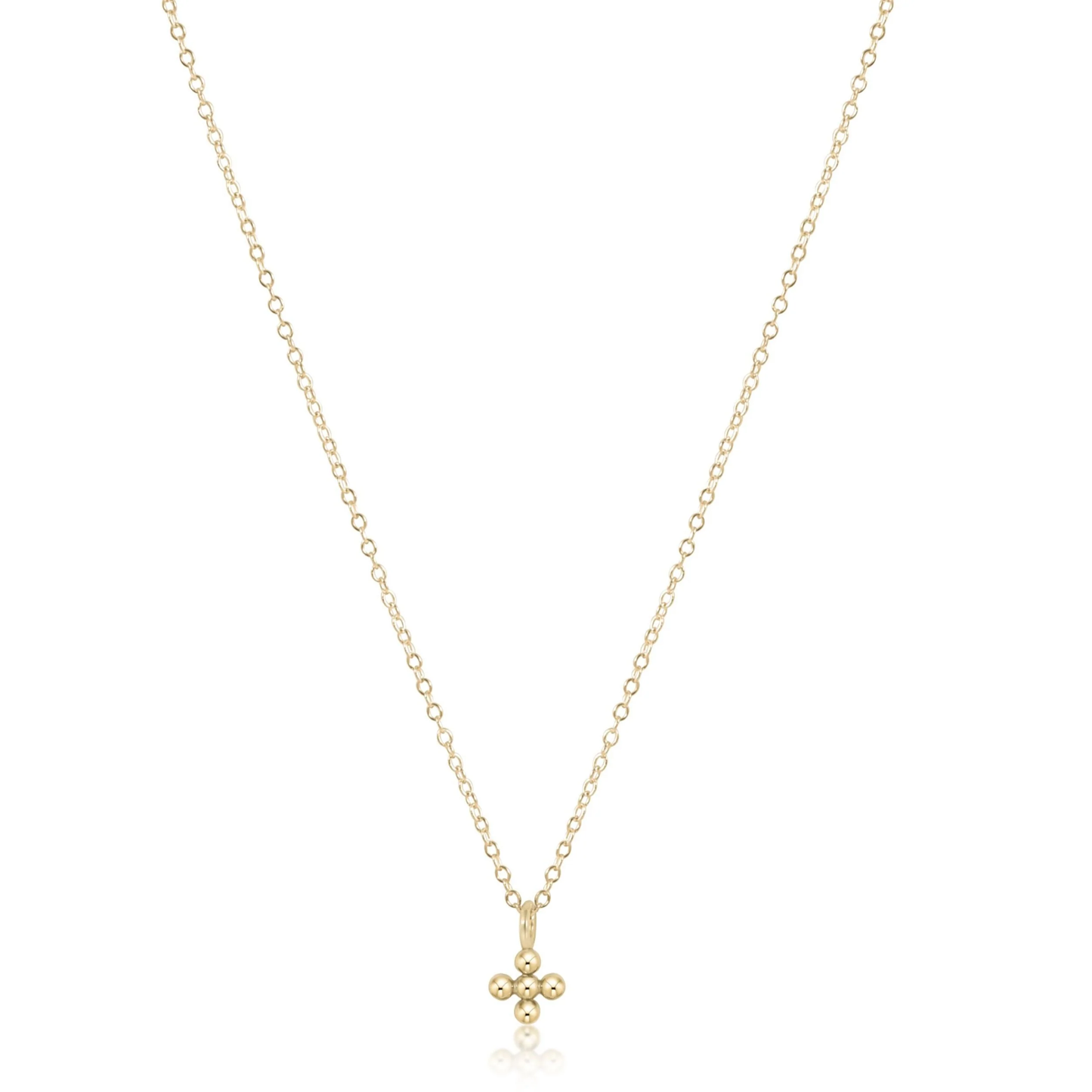 16" Necklace Gold Classic Beaded Signature Cross Small Gold Charm