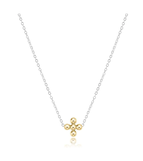 Classic Beaded Signature Cross Mixed Metals Necklace