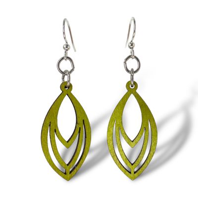 Natures Kernel Blossom Wood Earring in Lime