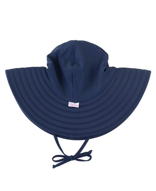 Navy Blue Seersucker Swim Hat UPF 50+