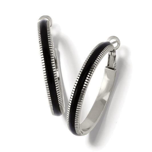 Interlok Noir Heirlom Hoop Earrings Black