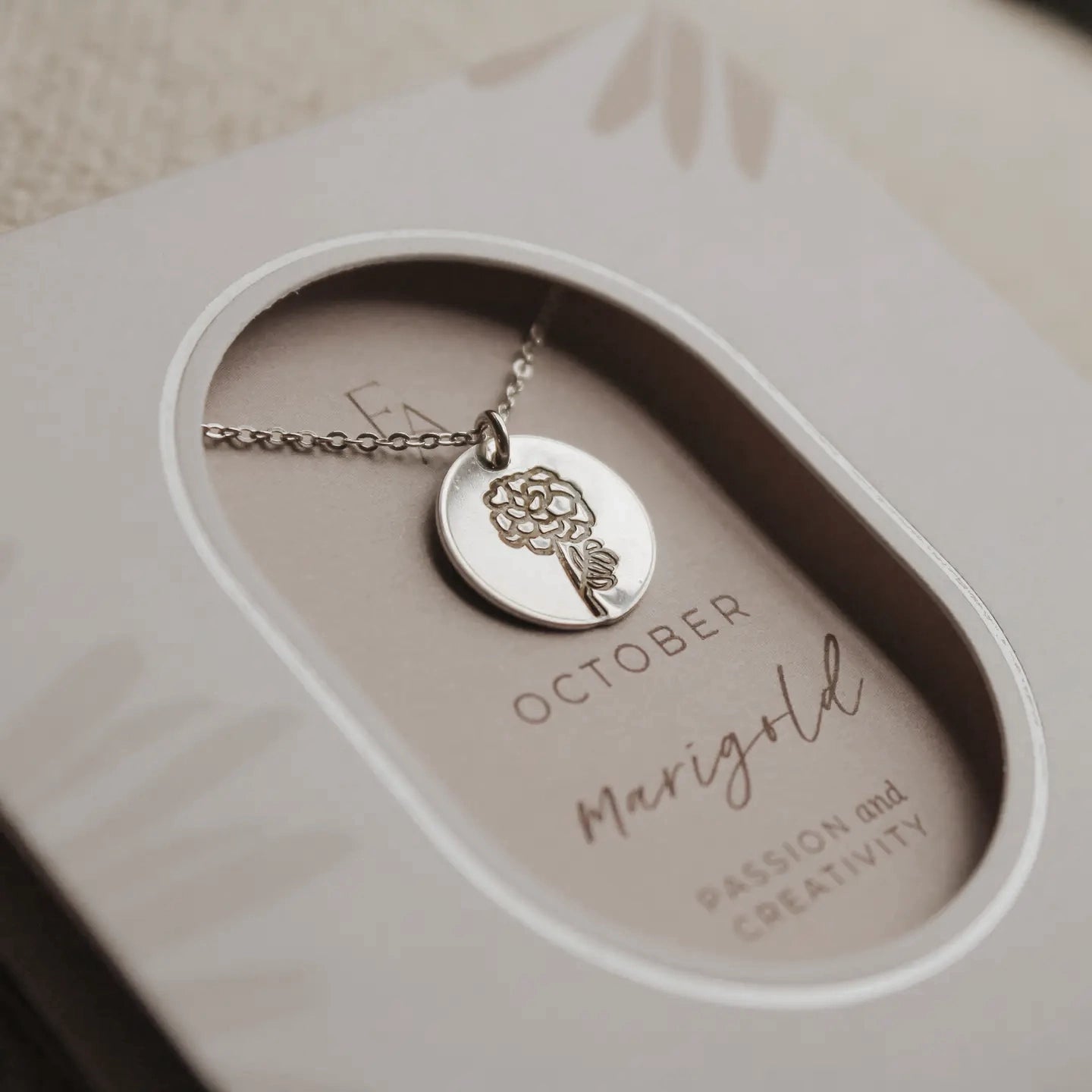 Birth Month Flower Silver Necklace with Charm