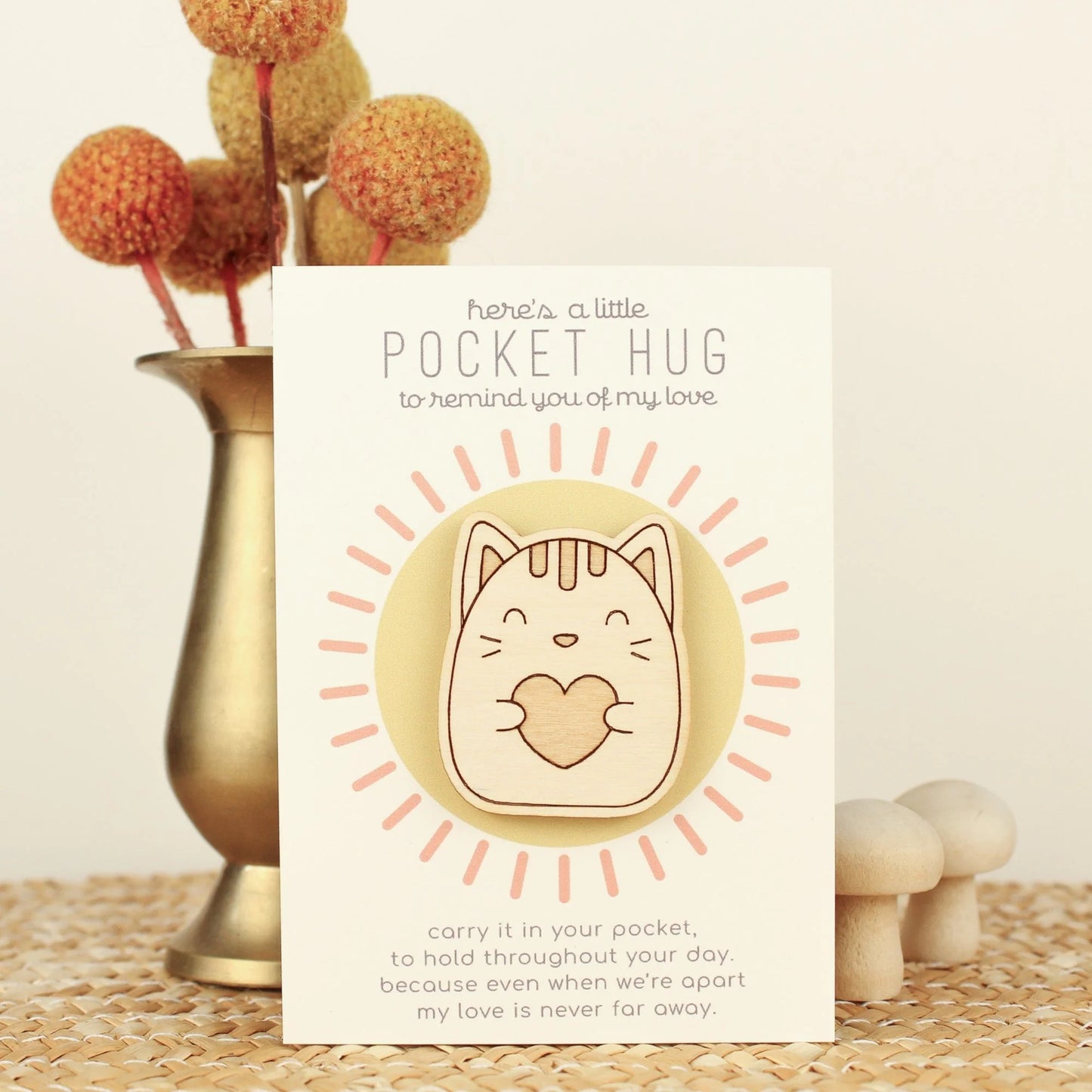 Cat Wooden Pocket Hug