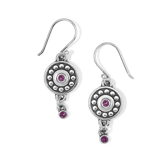 Pebble Dot Medali Reversible French Wire Earrings February-Amethyst