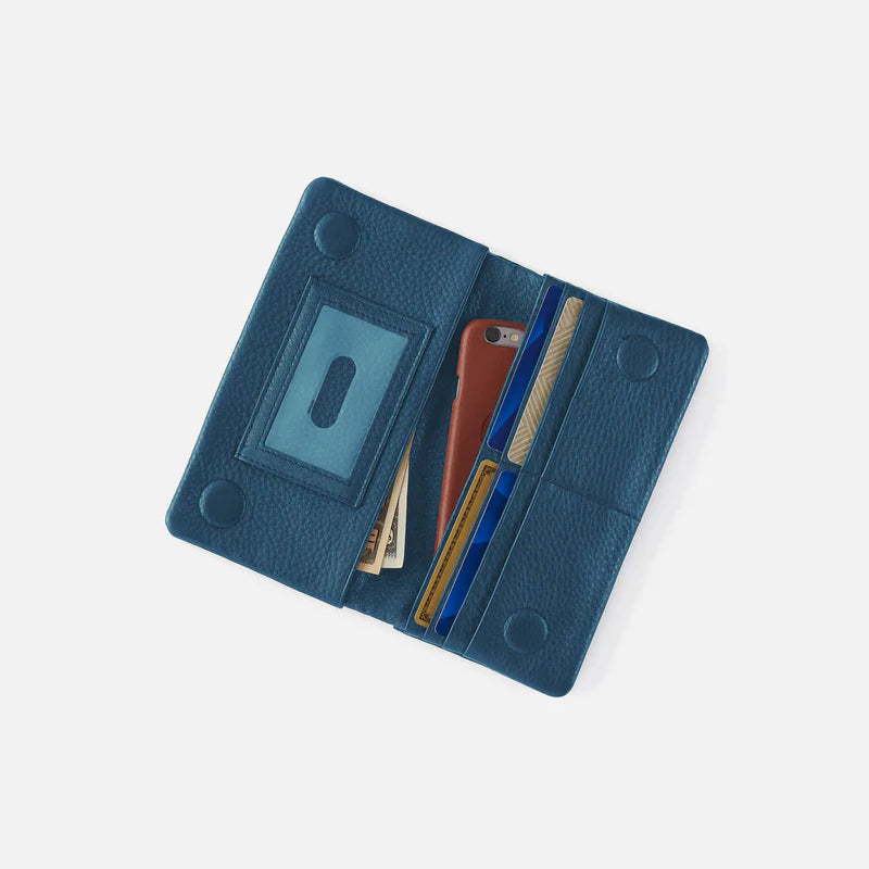 Lumen Continental Wallet Pebbled Leather Peacock Feather