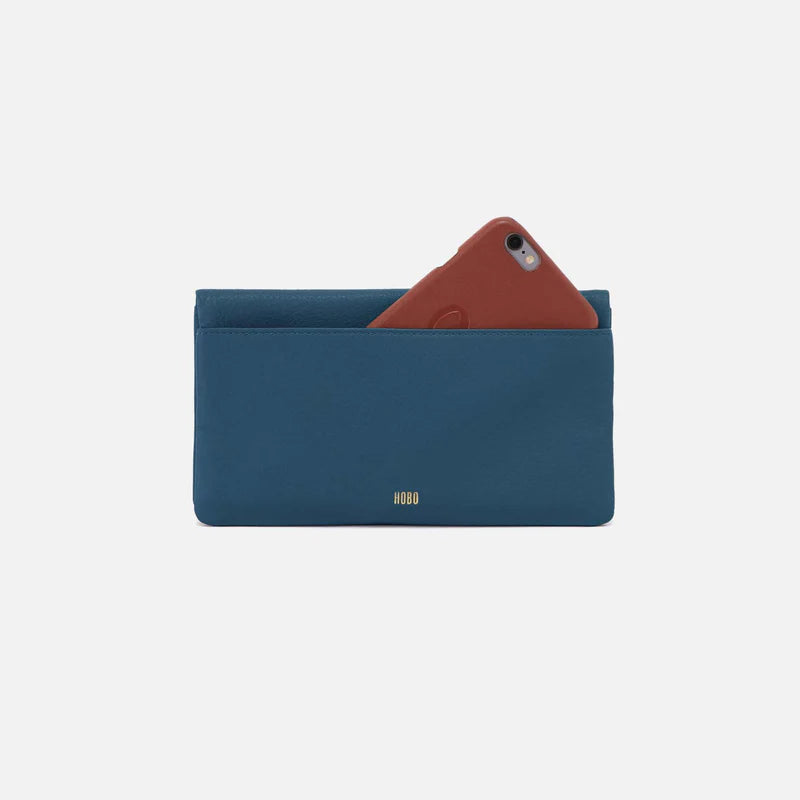 Lumen Continental Wallet Pebbled Leather Peacock Feather