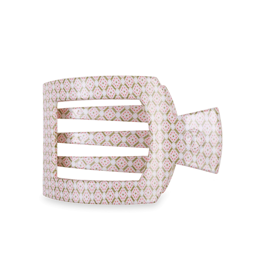 Teleties Large Flat Square Clip Pink & Pearl