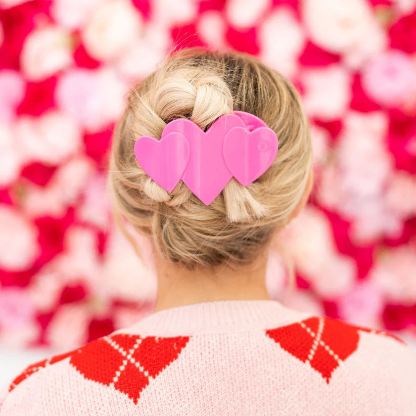 Pink Heart to Heart Large Flat Hair Clip