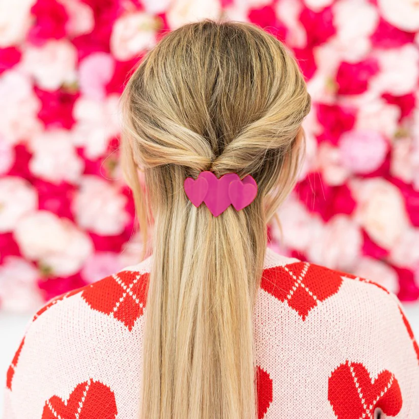 Teleties Pink Heart to Heart Tiny Flat Hair Clip