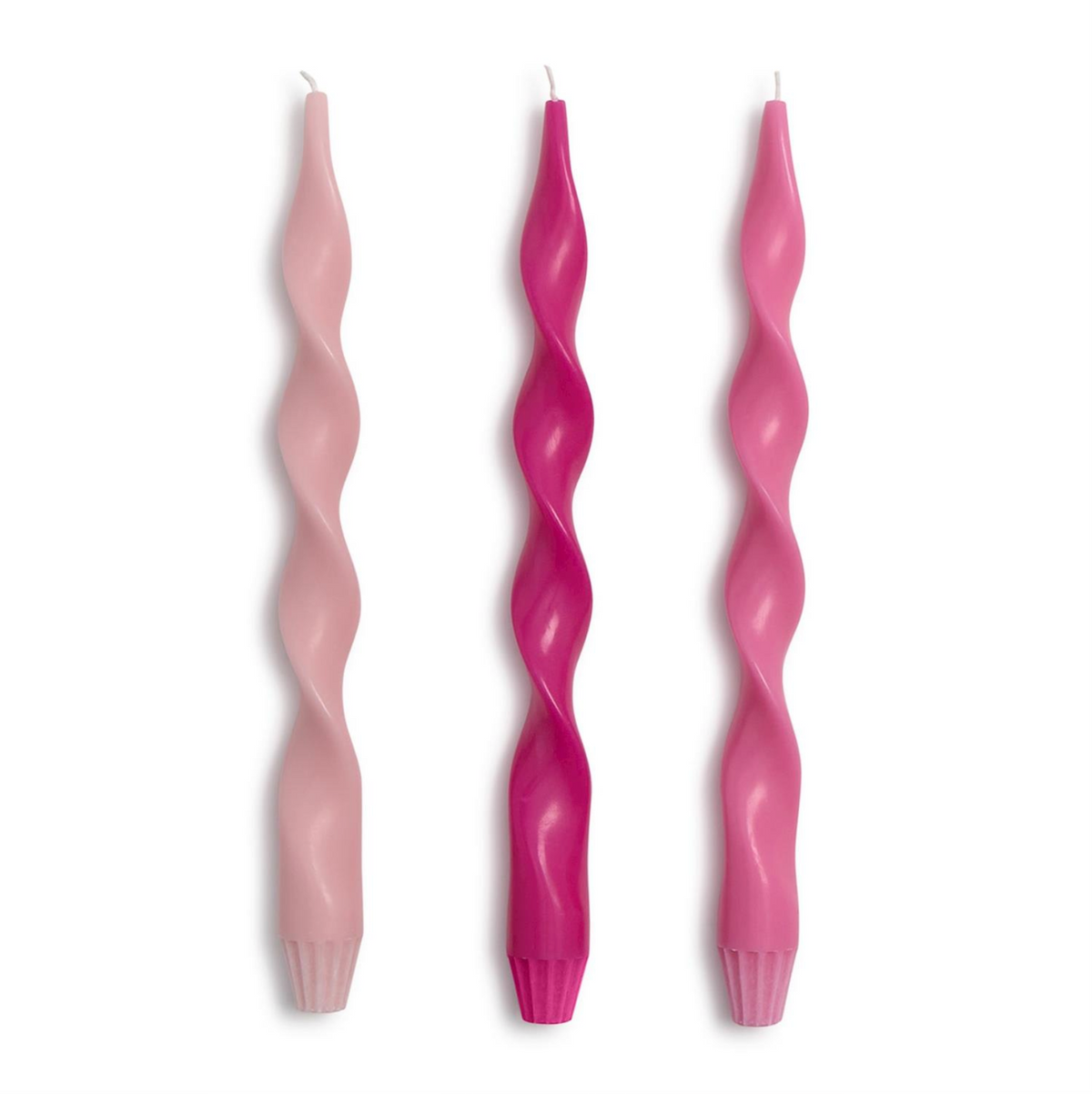 Twist and Glow Pink Hue 12" Taper Candles Set of 3