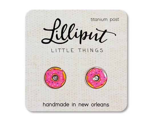 Lilliput Earrings Pink Sprinkle Donut