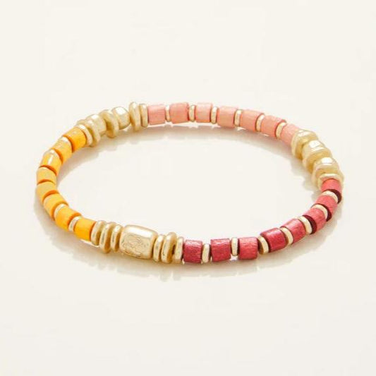 Pony Stretch Bracelet 6mm Pink/Orange