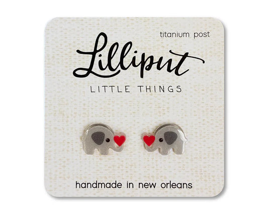Lilliput Cute Elephant with Heart Earrings