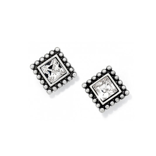 Sparkle Square Mini Post Earrings Clear