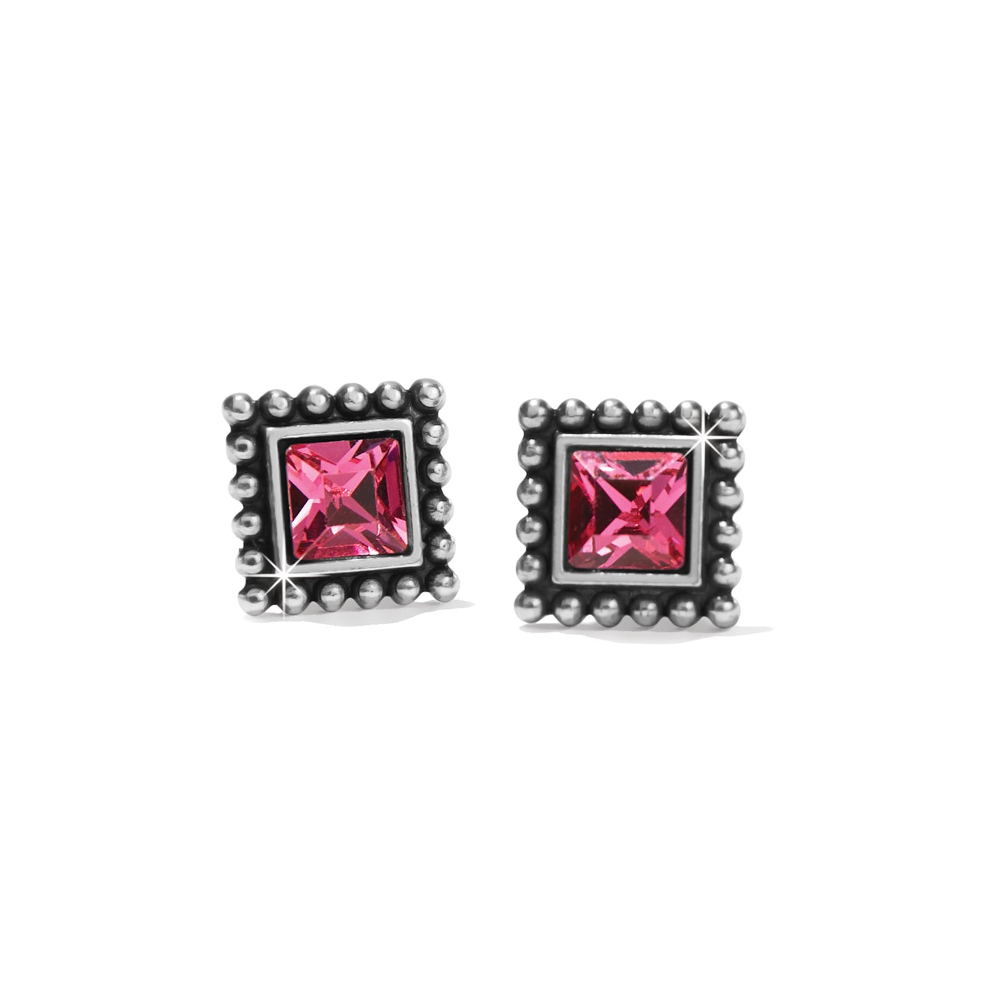 Sparkle Square Mini Post Earrings Pink