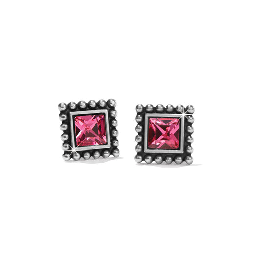 Sparkle Square Mini Post Earrings Pink