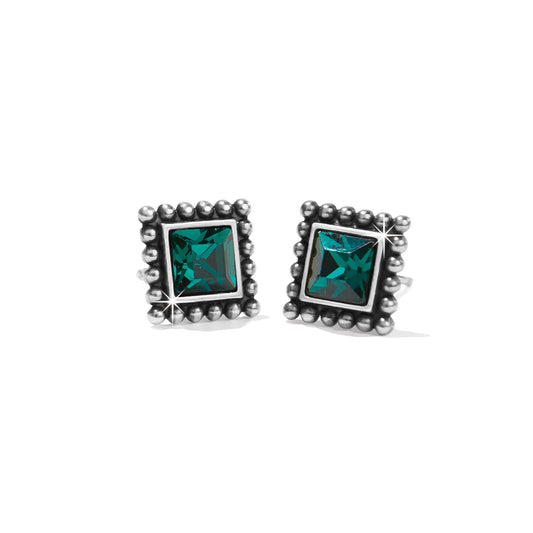 Sparkle Square Mini Post Earrings Green