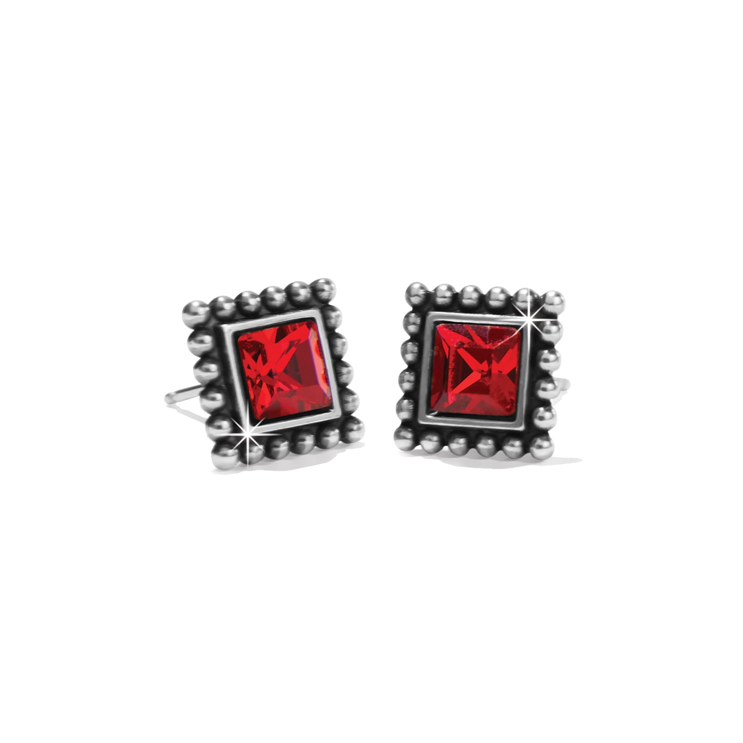 Sparkle Square Mini Post Earrings Red