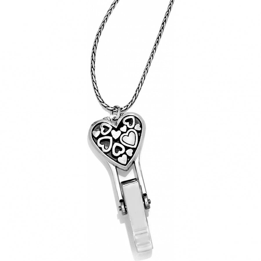 Floating Heart Badge Clip Necklace