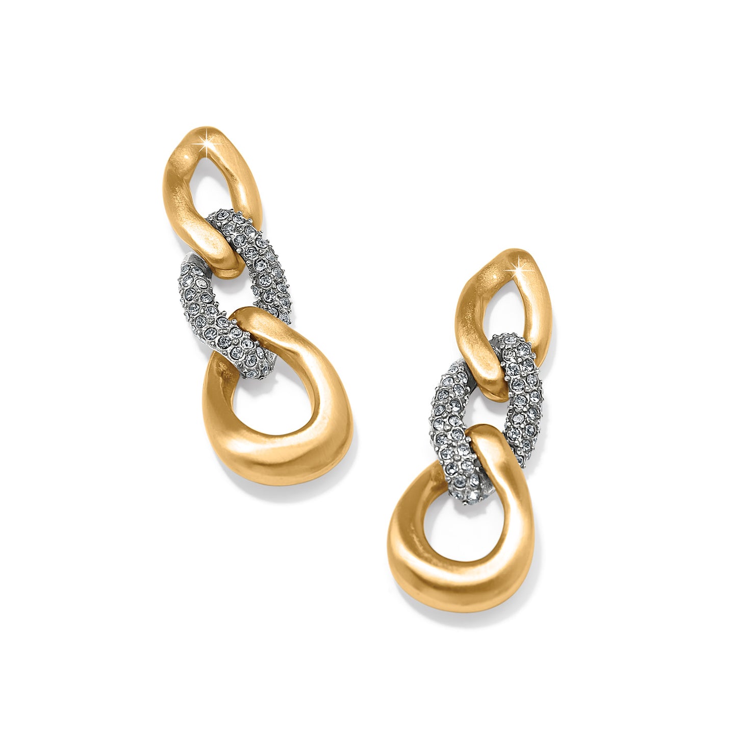 Cleo Pave Link Post Drop Earrings Gold