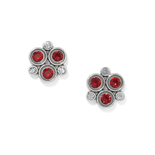 Constella Cluster Post Earrings Red