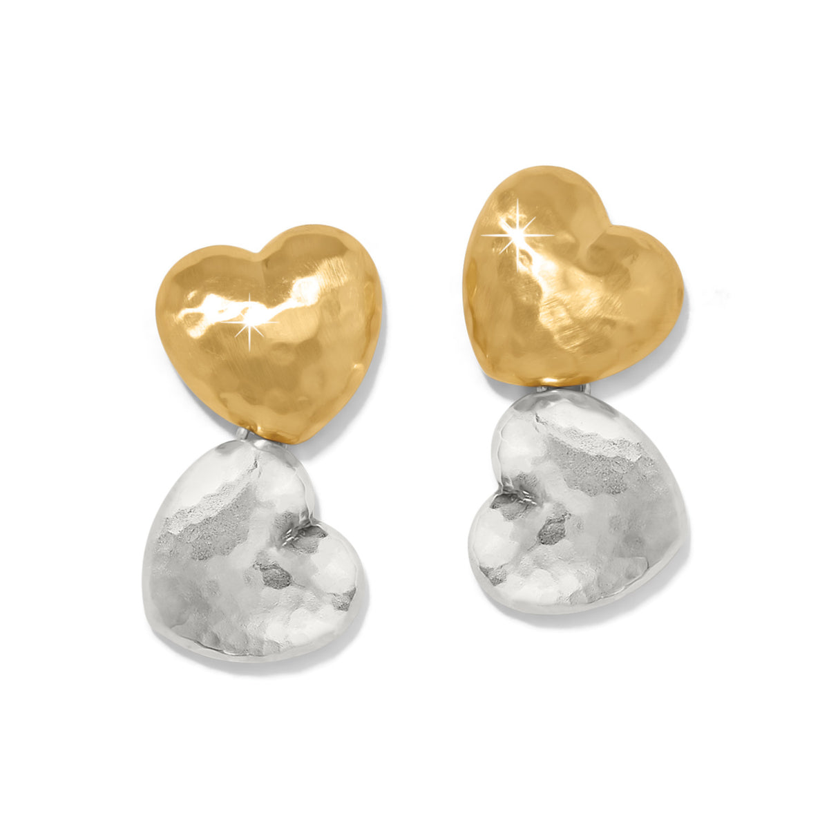 Trianon Heart Small Two Tonw Post Drop Earrings