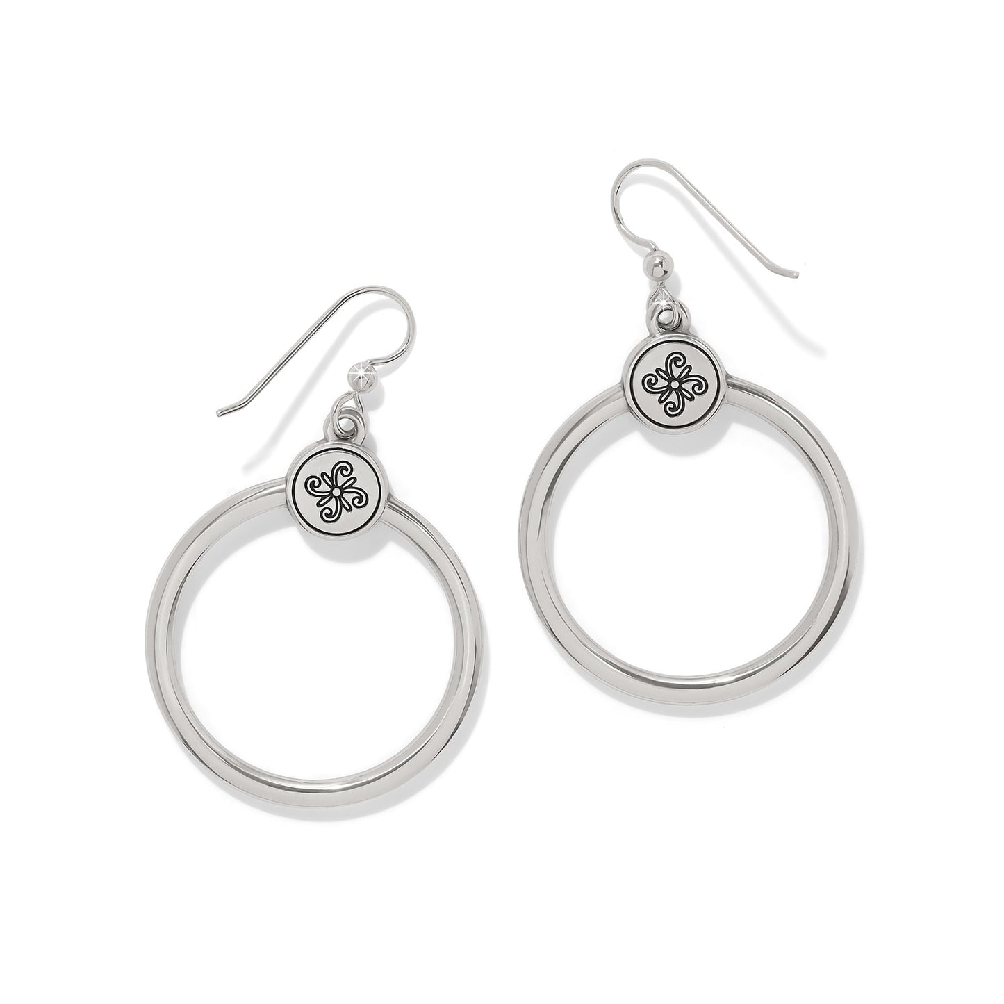 Mosaic Two Tone French Wire Hoop Earrings