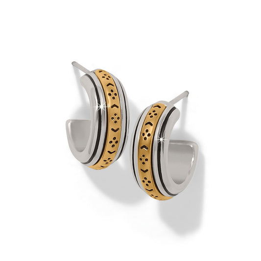 Mosaic Two Tone Mini Hoop Post Earrings