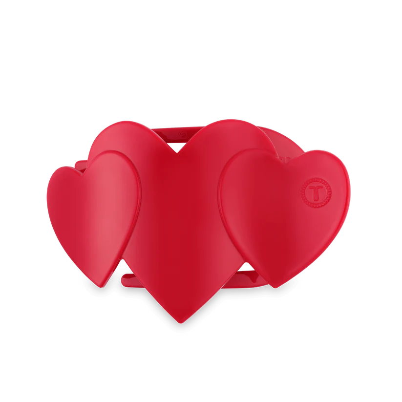 Teleties Red Heart to Heart Medium Flat Hair Clip