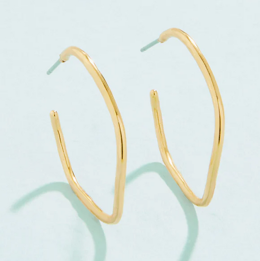 Ripple Wave Hoop Earrings 32mm Gold