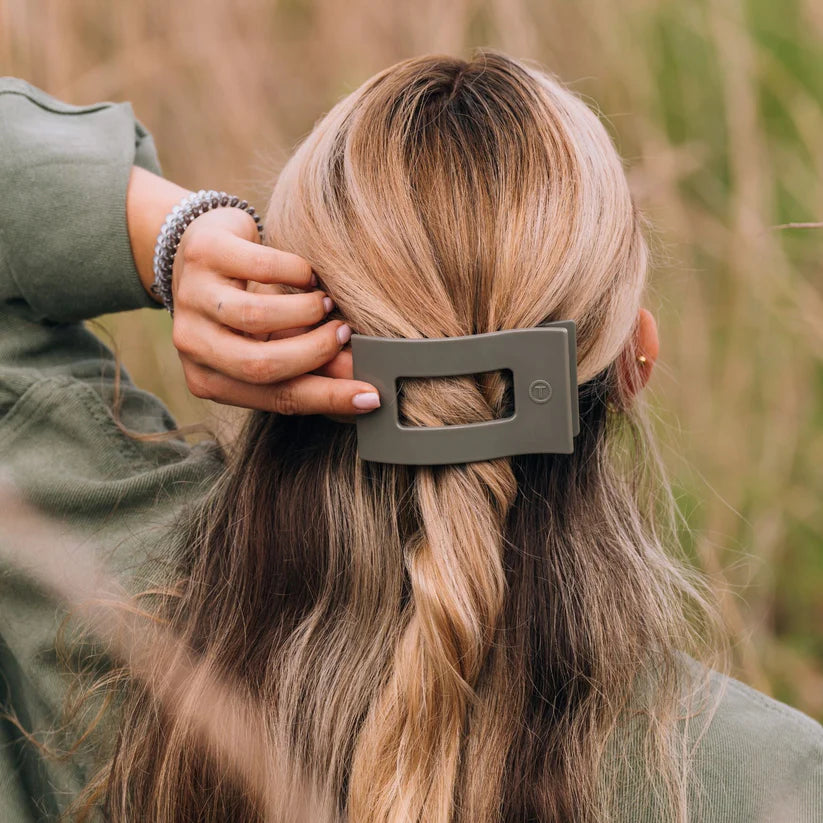 Teleties Medium Flat Rectangle Hair Clip Sage It Ain't So