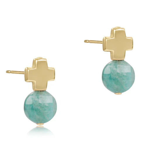 Signature Cross Gold Stud Amazonite